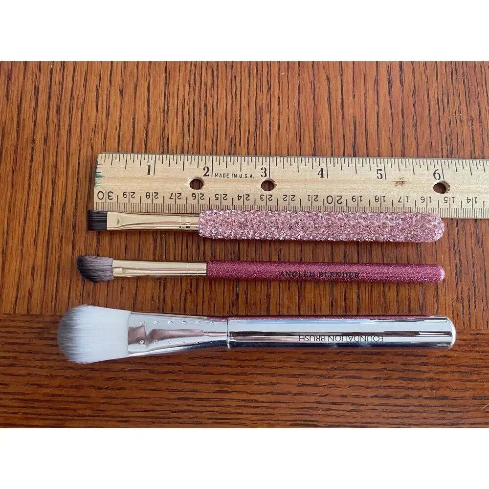 Lot of 55 Makeup Brushes Pink w/Glitz Bling Bedazzled Glamour Vanity Decor New